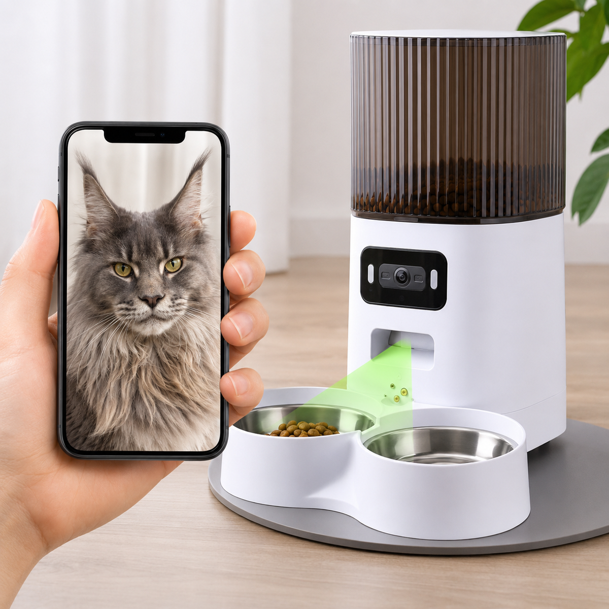 Comedero Automático Inteligente de 5L para Gatos y Perros con Cámara HD