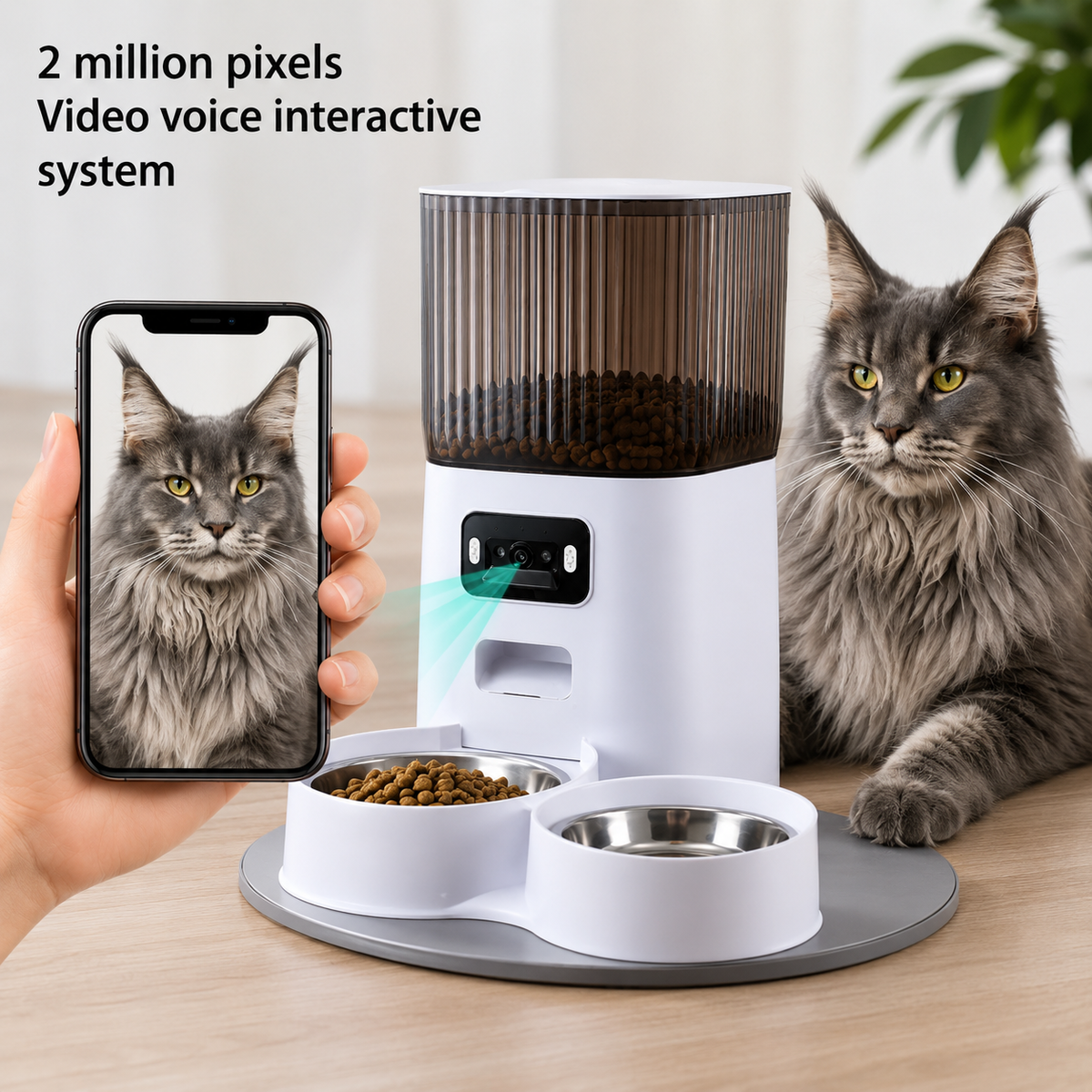 Comedero Automático Inteligente de 5L para Gatos y Perros con Cámara HD
