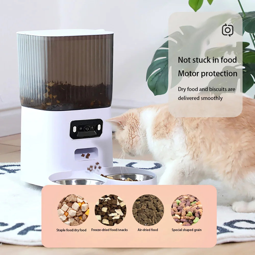 Comedero Automático Inteligente de 5L para Gatos y Perros con Cámara HD