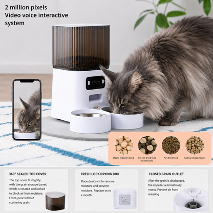Comedero Automático Inteligente de 5L para Gatos y Perros con Cámara HD